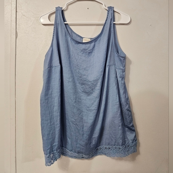 Chico's Tops - Chico's Blue Lace Trim Tank Top!